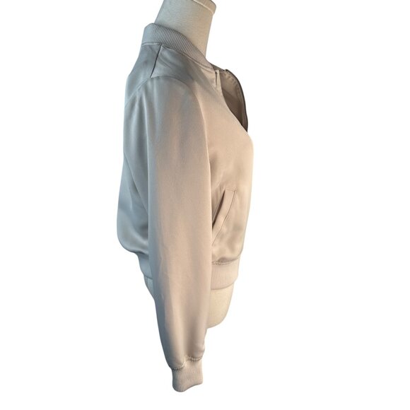 Banana Republic XS Womens Bomber Jacket Beige Polyester Blend - Picture 6 of 14